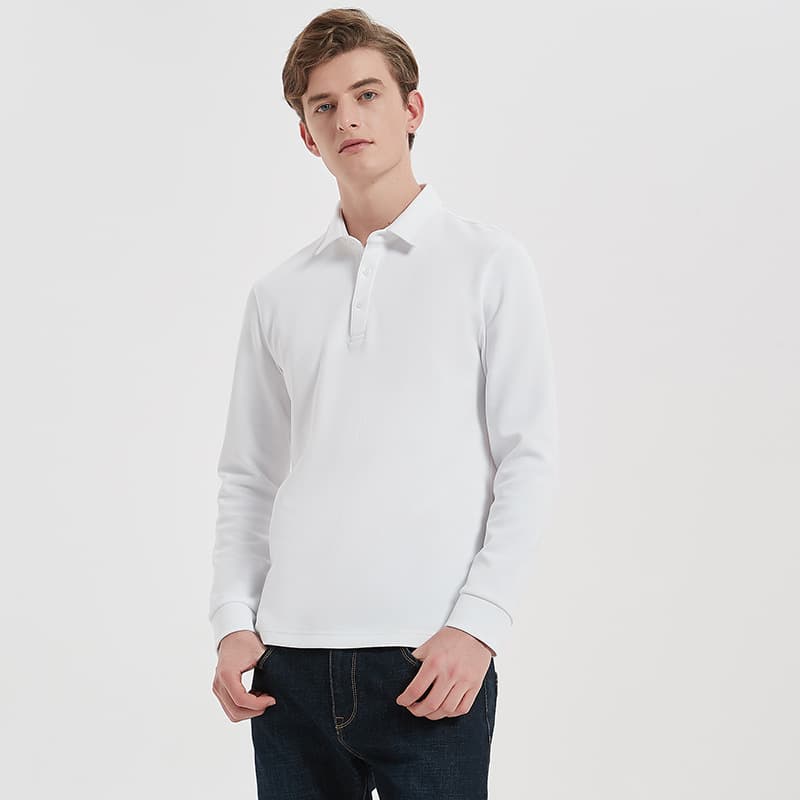 High-end 300g cotton air layer polo shirt for men long-sleeved shirt collar for men and women thickened Xinjiang cotton shirt polo shirt for men 4