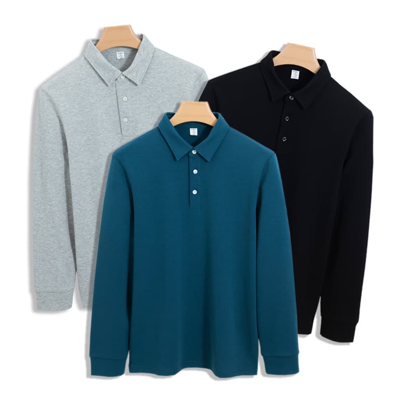 High-end 300g cotton air layer polo shirt for men long-sleeved shirt collar for men and women thickened Xinjiang cotton shirt polo shirt for men 6