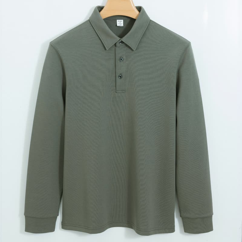 High-end 300g cotton air layer polo shirt for men long-sleeved shirt collar for men and women thickened Xinjiang cotton shirt polo shirt for men 7