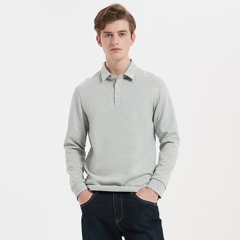 High-end 300g cotton air layer polo shirt for men long-sleeved shirt collar for men and women thickened Xinjiang cotton shirt polo shirt for men 8