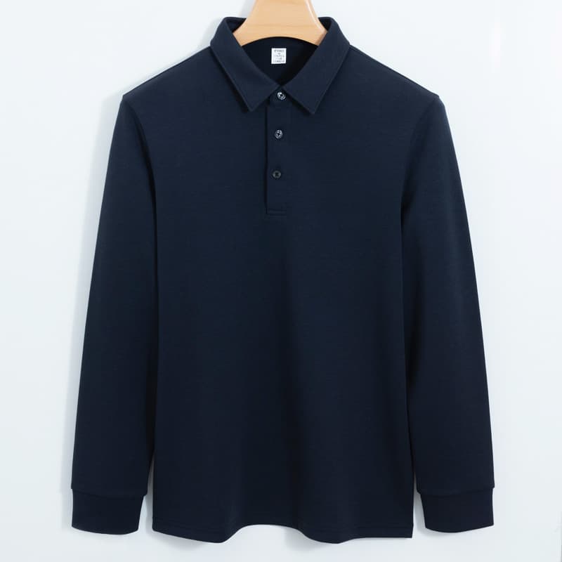 High-end 300g cotton air layer polo shirt for men long-sleeved shirt collar for men and women thickened Xinjiang cotton shirt polo shirt for men 9