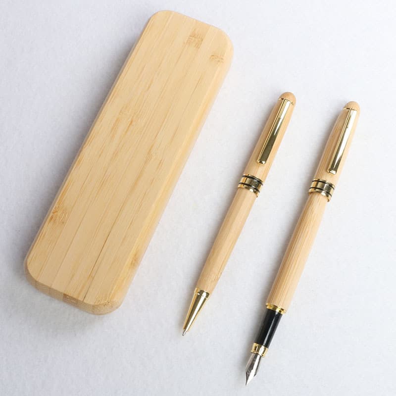 Wholesale bamboo pen set wooden ballpoint pen wooden pen signature pen gift box business graduation gift engraving pen 9