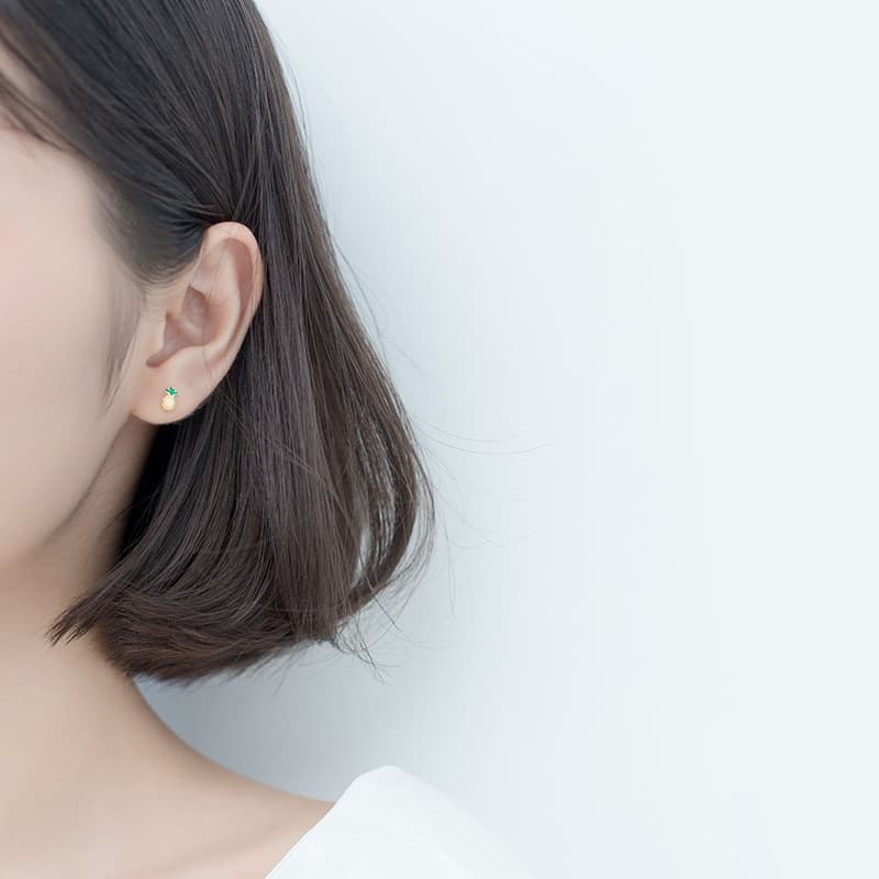 Earrings for women Japanese and Korean style personality small pineapple earrings temperament cute golden fruit ear jewelry 5