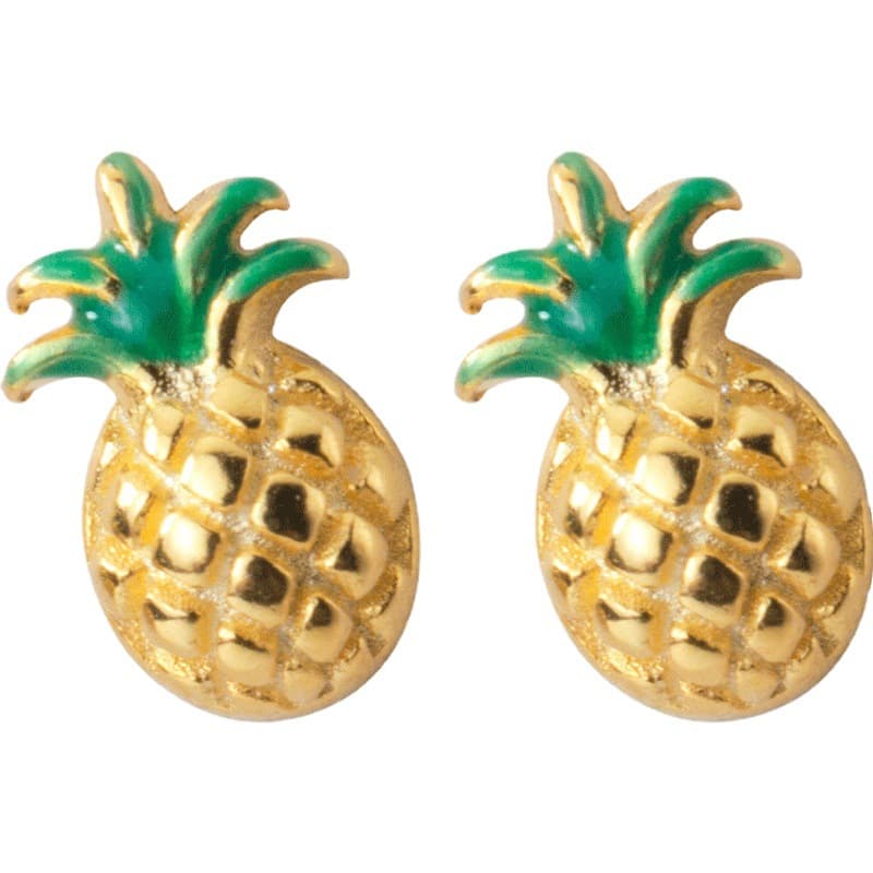 Earrings for women Japanese and Korean style personality small pineapple earrings temperament cute golden fruit ear jewelry 6