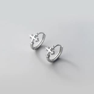 Sweet earrings for women Korean style small fresh diamond summer cross ear jewelry 1