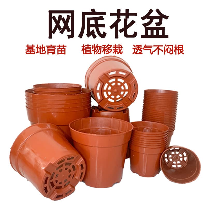 Succulent flower pot plastic thickened seedling net bottom basin base nursery simple flower pot indoor green plant hard breathable pot 1