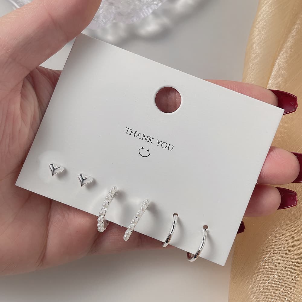 S925 silver earrings new Korean style cold style new style trendy simple ear piercing one week earring set 9