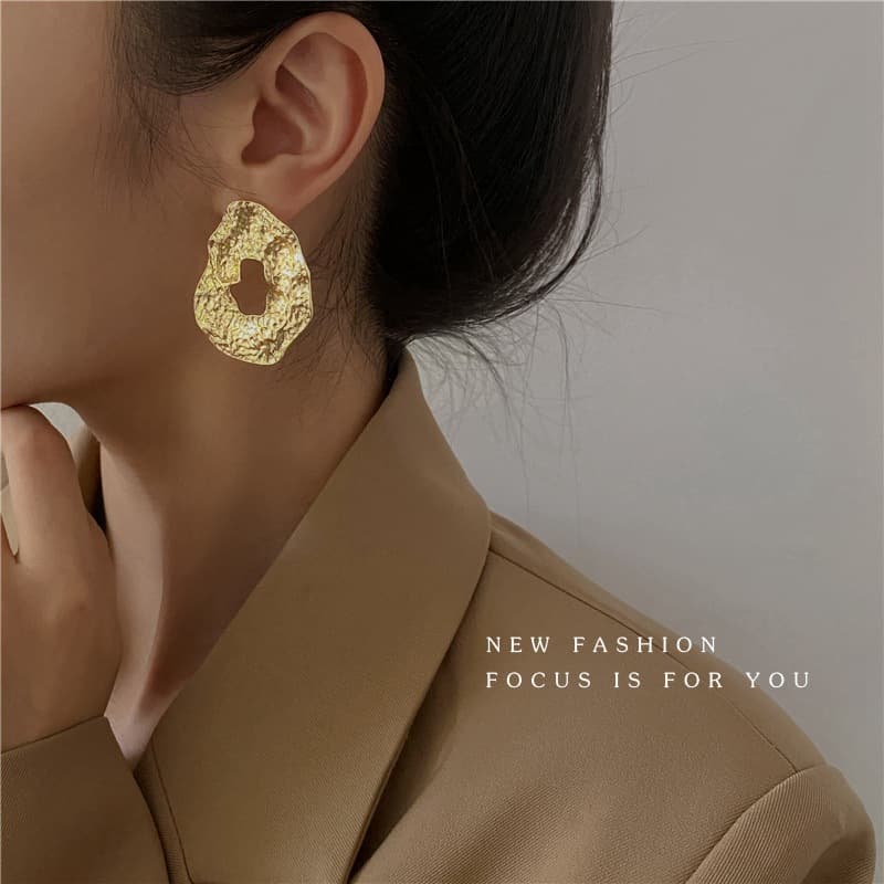 2026 New Style European and American Irregular Metal Earrings Women’s Trendy Personality Cold Style Korean Style Exaggerated Tremella Earrings 7