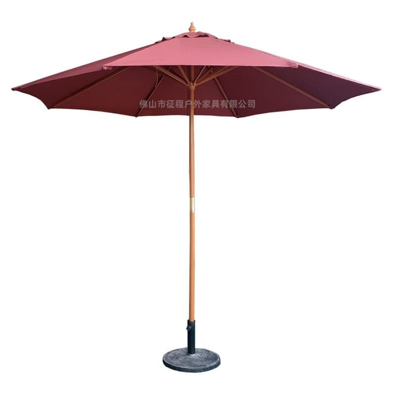 Center column wooden umbrella with green, black, yellow and white color stripes wooden beach umbrella decorative garden drawstring solid wood pole outdoor parasol 6