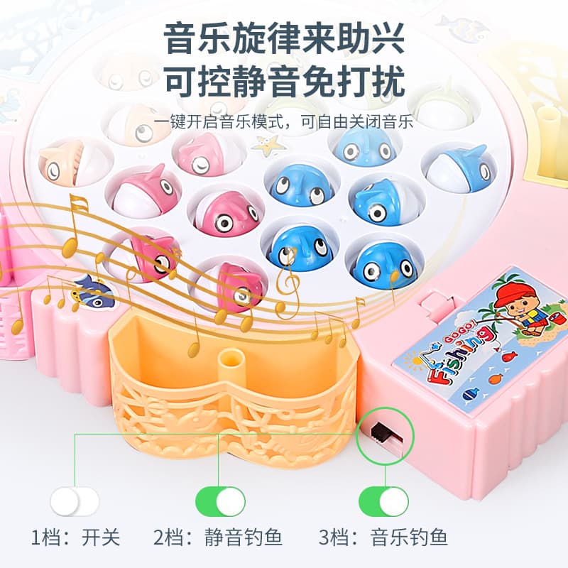 Children's electric fishing toys cross-border parent-child fishing plate magnetic rotating music children's educational early education gift 3