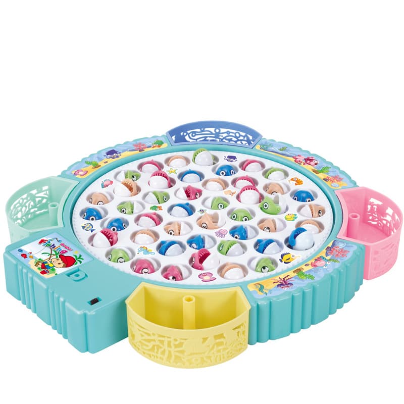Children's electric fishing toys cross-border parent-child fishing plate magnetic rotating music children's educational early education gift 6