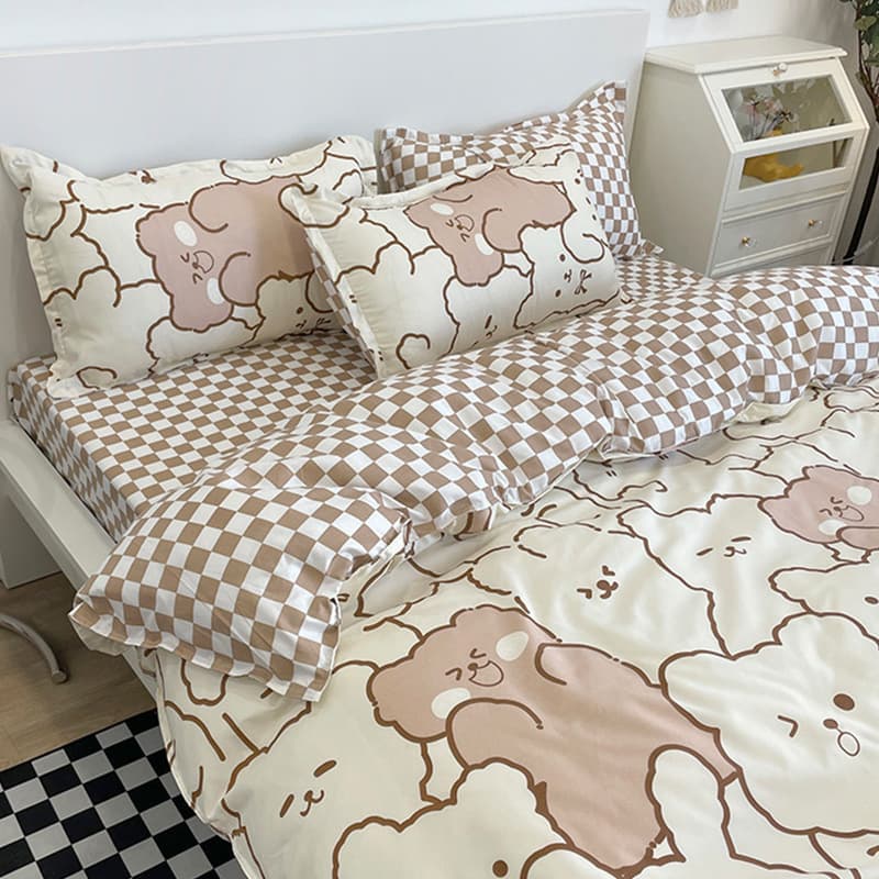 Bedsheet four-piece quilt cover winter single student dormitory three-piece brushed single-piece quilt cover cartoon bedding 10