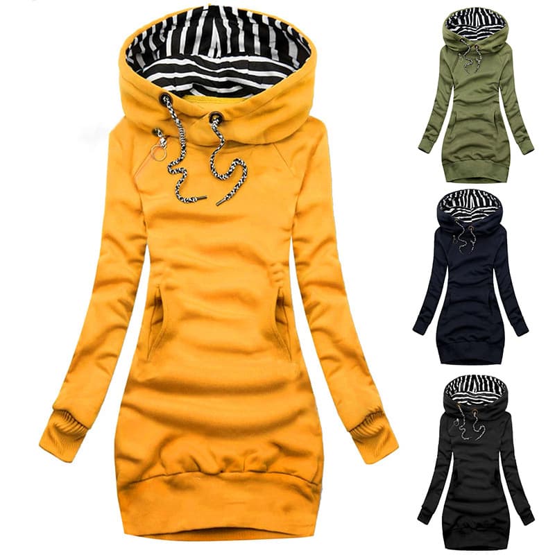 2022 cross-border mid-length women's new slim sweatshirt women's slim casual autumn and winter fashion hooded jacket women's clothing 1