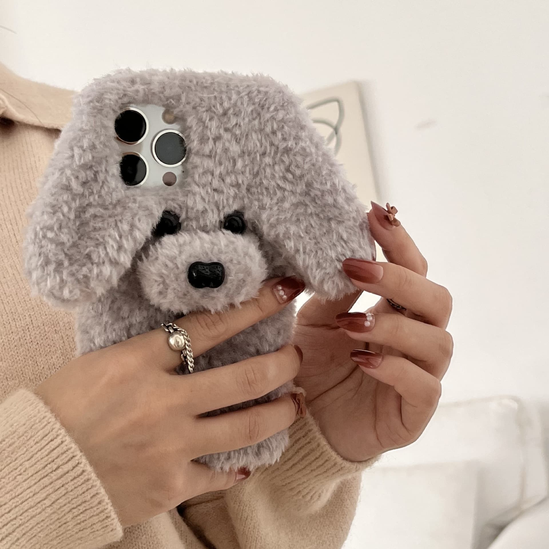 Teddy dog ​​suitable for 12/16Pro Max/8plus Apple 13 mobile phone case iPhone17 plush XR/XS 4