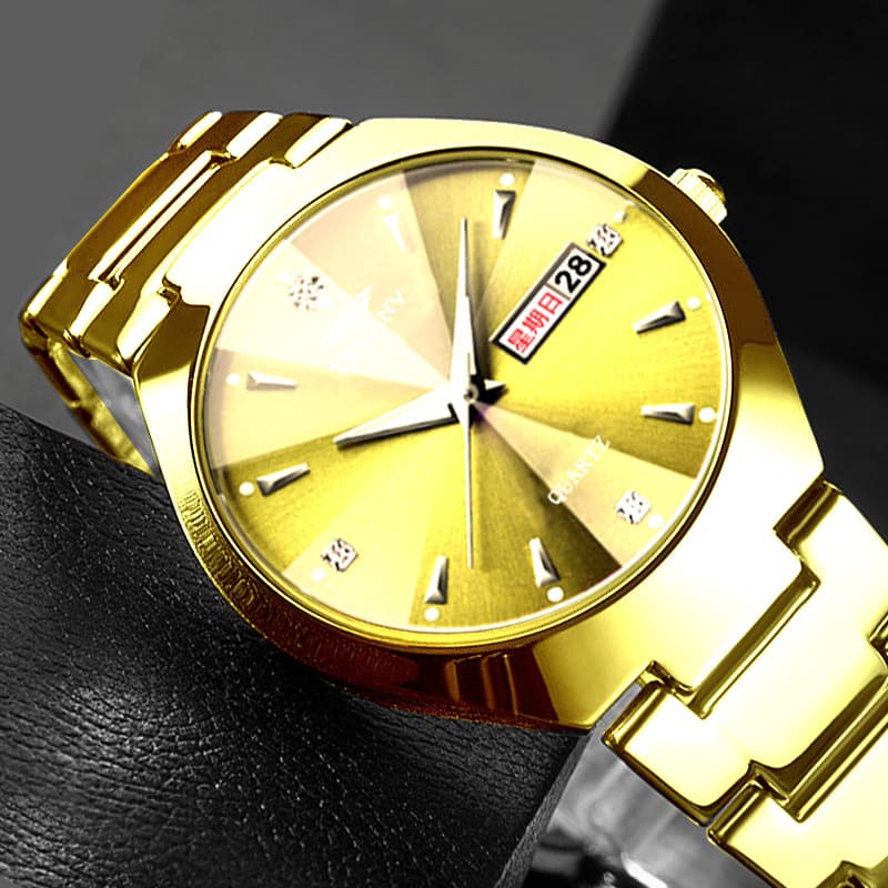 Fashion rose gold men's and women's watches fashion watches couple watches calendar luminous waterproof tungsten steel watch 6