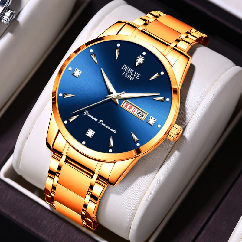 Fashion rose gold men's and women's watches fashion watches couple watches calendar luminous waterproof tungsten steel watch 10