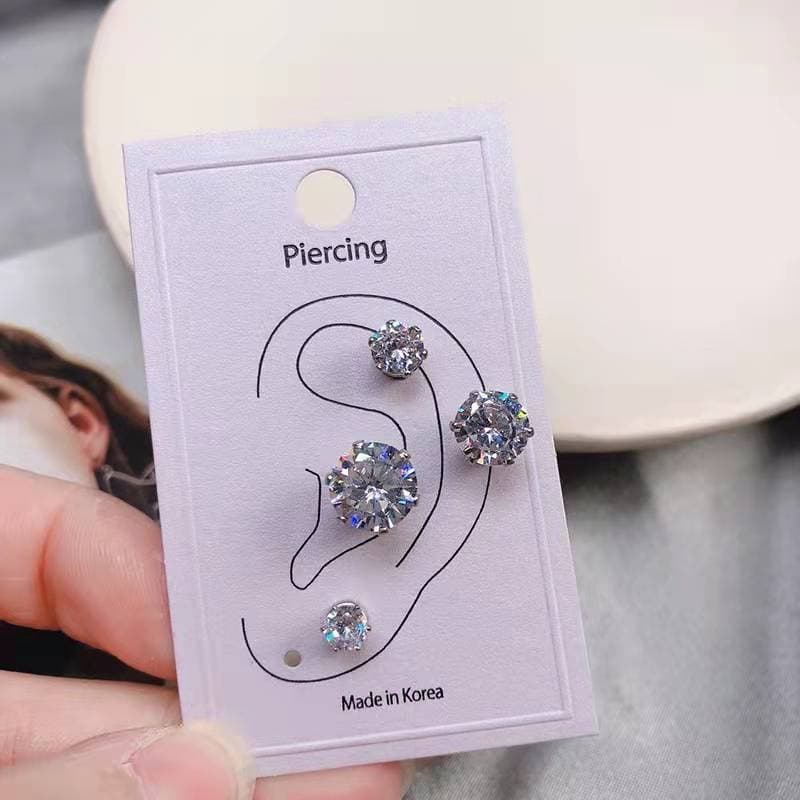 Non-pierced earrings, magnetic nails, women's ear bone clips, men's earrings, ear socket nails, magnetic stones, ear bone nail clips, geometric diamond-encrusted 7