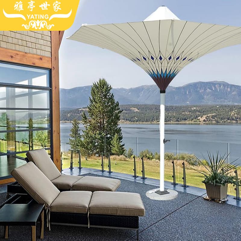 Outdoor tulip umbrella landscape parasol villa garden umbrella square large decorative flower umbrella center column sun umbrella 1