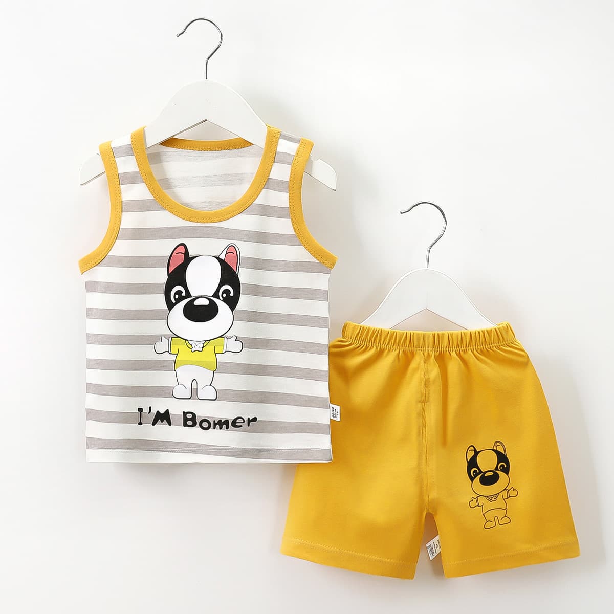 Children's vest suit short-sleeved pure cotton summer 2025 boys sleeveless clothes baby clothing wholesale pure cotton breathable 7