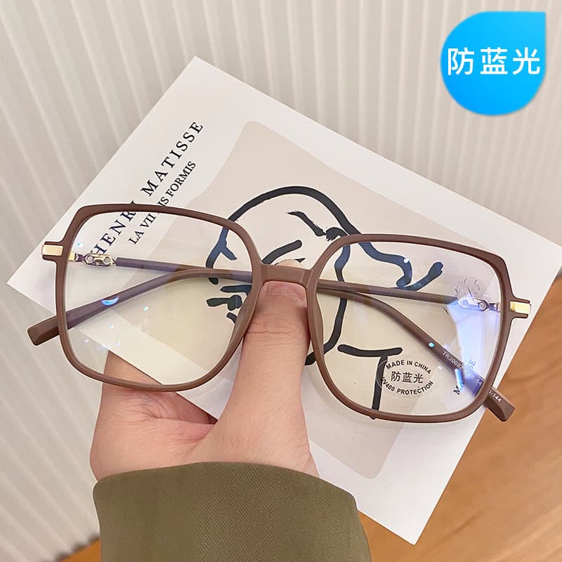 Frosted coffee anti-blue light glasses frame Korean style trendy new model can be matched with myopia female Xiaohongshu internet celebrity plain plain glasses 1
