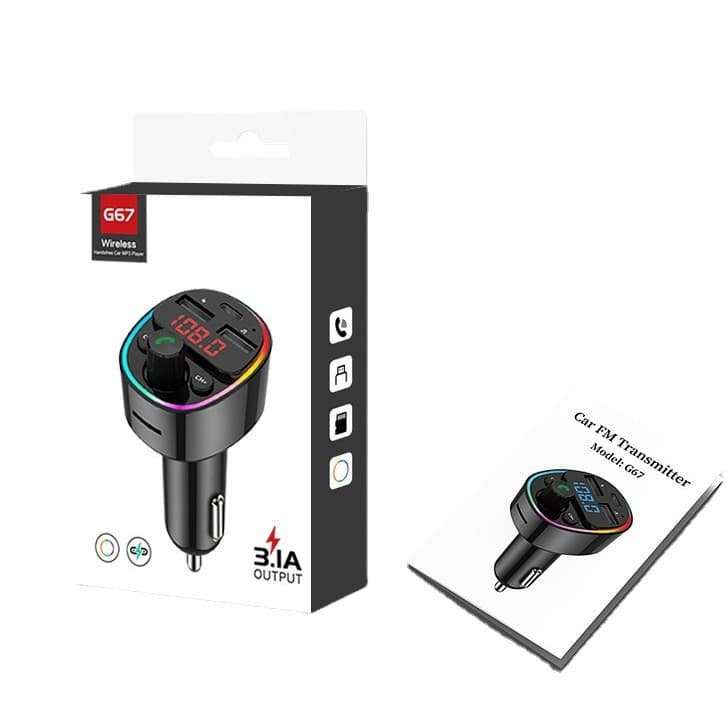 G67 new car mp3 bluetooth player car hands-free USB charging fm transmitter ambient light receiver 6