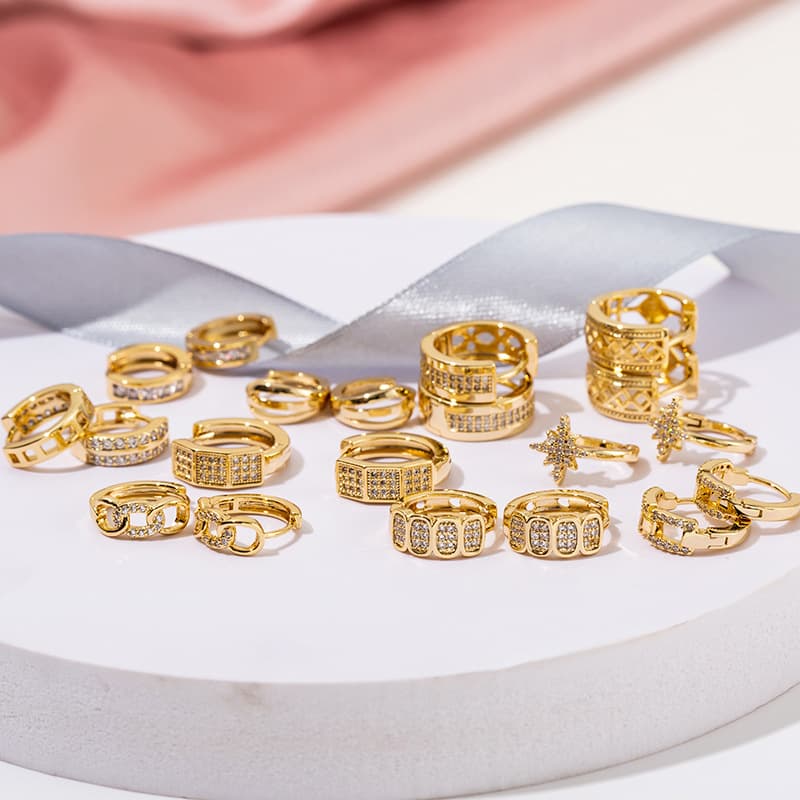 New European and American 10mm CZ Zircon Square Diamond Hoop Earrings Small Earrings for Women Bohemian Rose Gold Silver 3