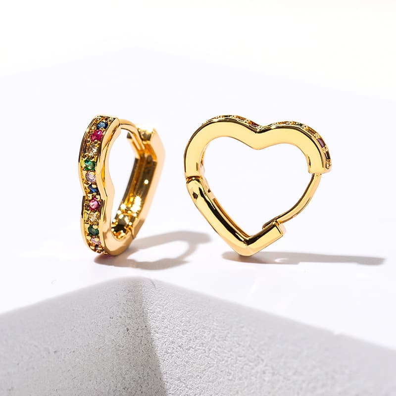 New European and American 10mm CZ Zircon Square Diamond Hoop Earrings Small Earrings for Women Bohemian Rose Gold Silver 7