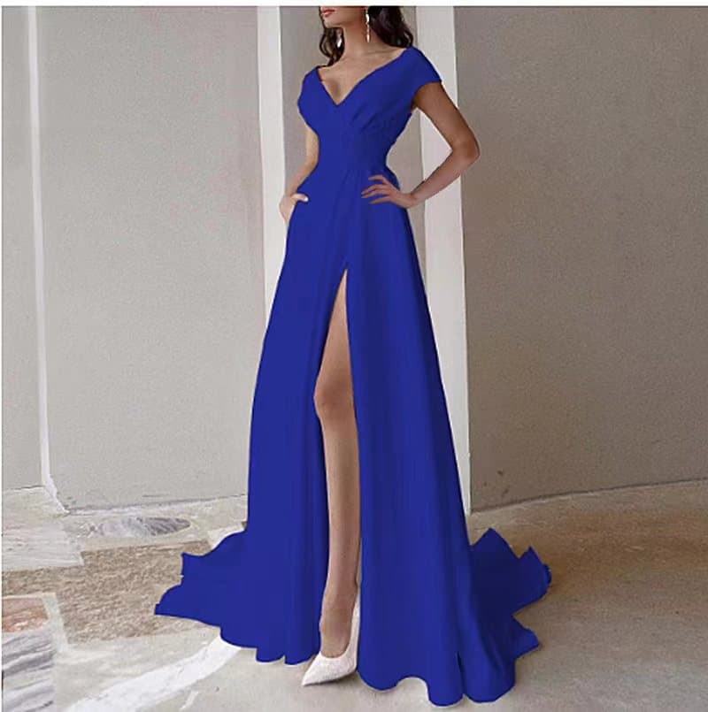 2026 cross-border chest-wrapped ruffled red, black and white mid-waist solid color temperament commuter long skirt dress evening dress 5