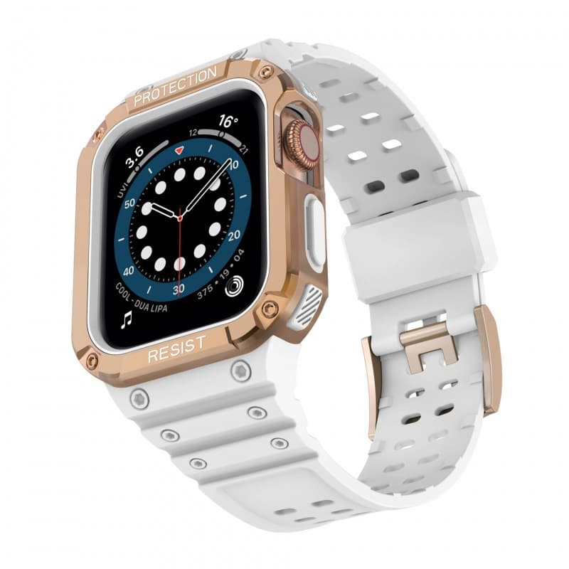 Suitable for Apple Watch 3456se generation iwatch7/8 watch contrasting color TPU+PC shell integrated strap 6