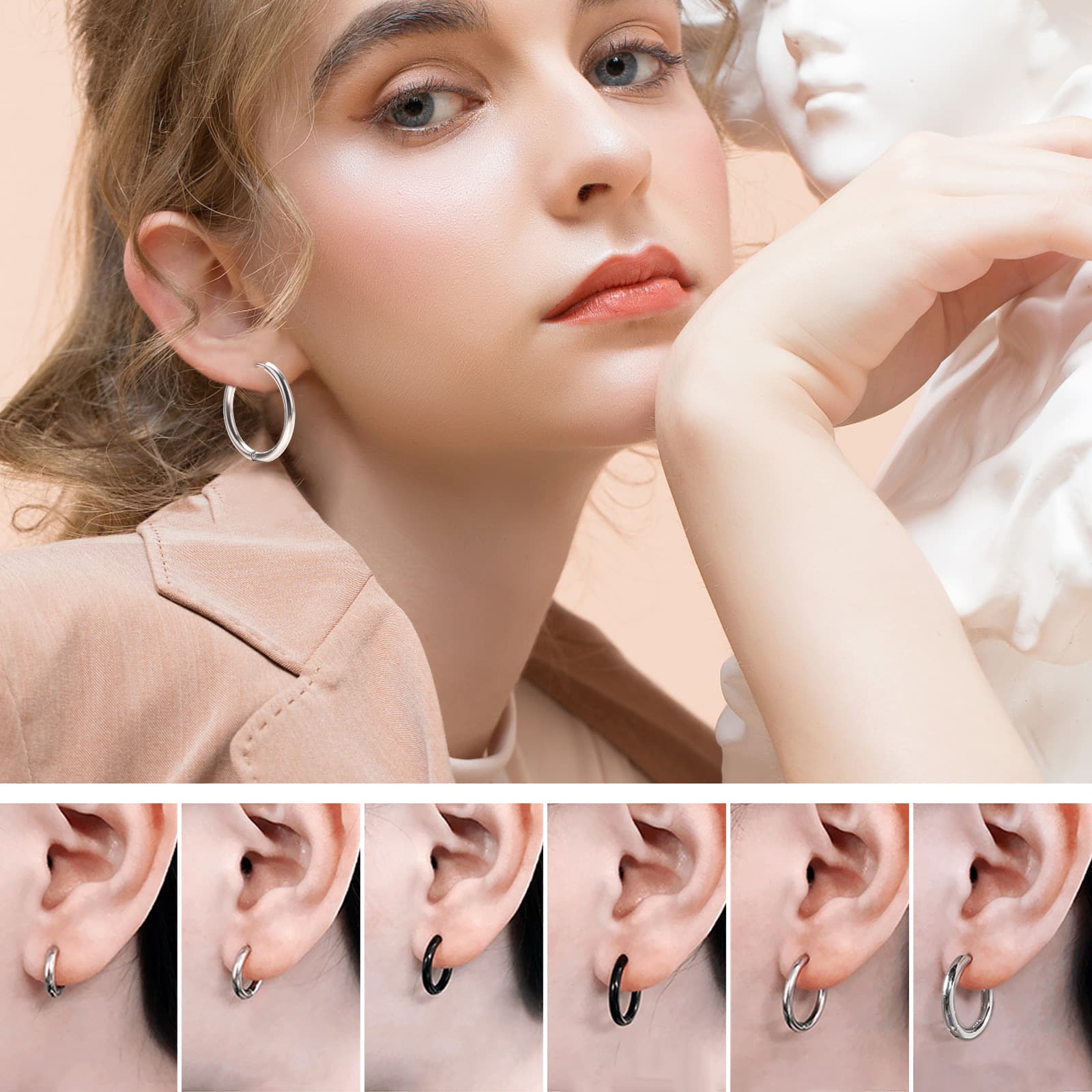 Wholesale 2.0 wire diameter coil earrings European and American fashionable simple stainless steel coil earrings cross-border hot sale 5