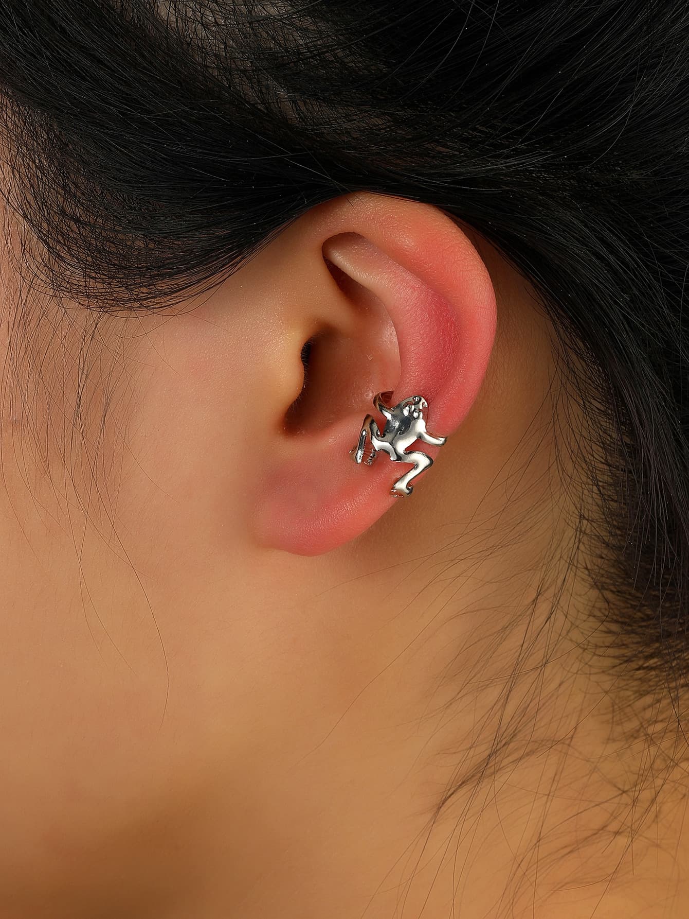 European and American new non-perforated frog ear clips, simple and personalized spray-painted cute frog ear clips without piercing earrings 8