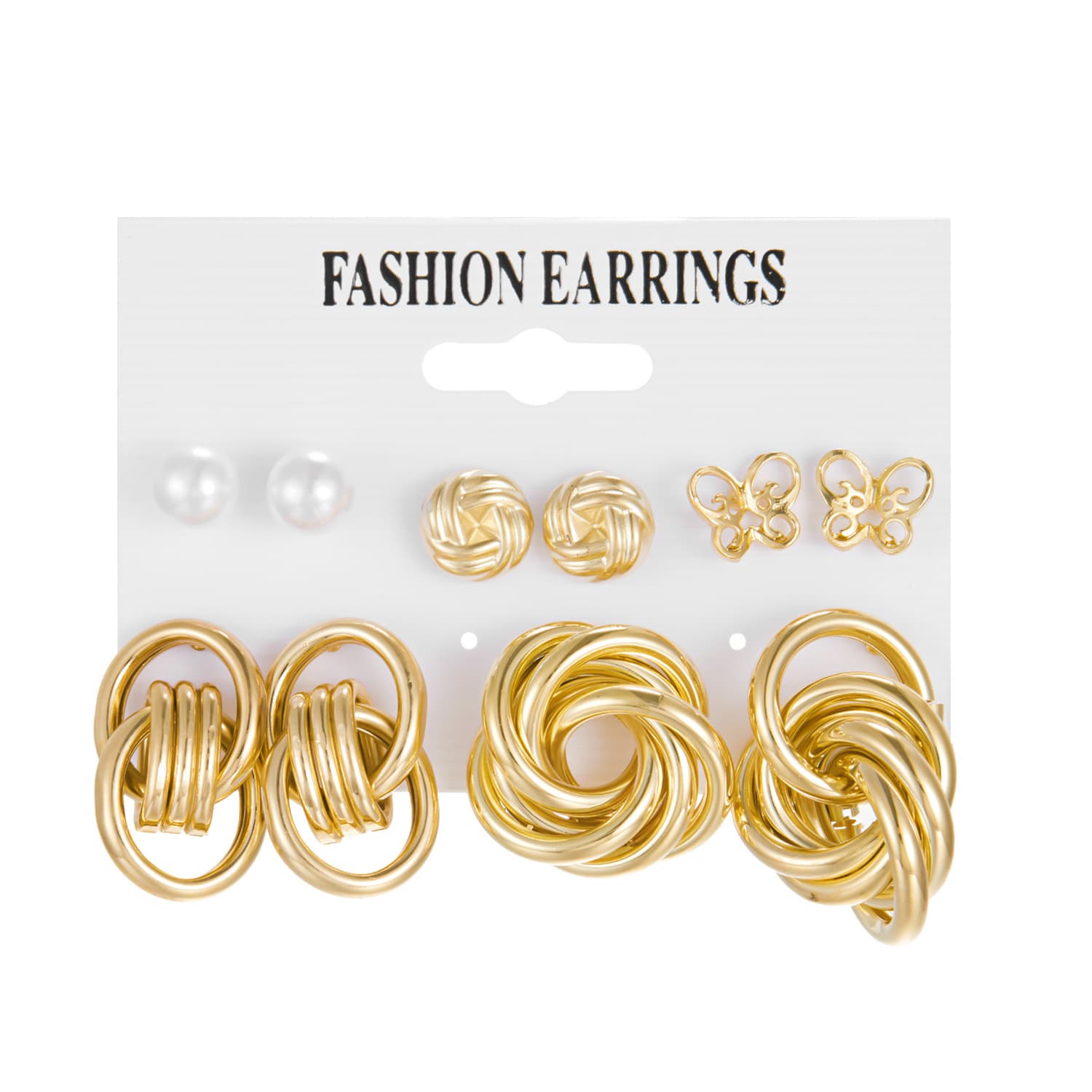 Cross-border earrings summer high-end European and American combination earrings set geometric diamond-encrusted pearl hollow butterfly earrings 8