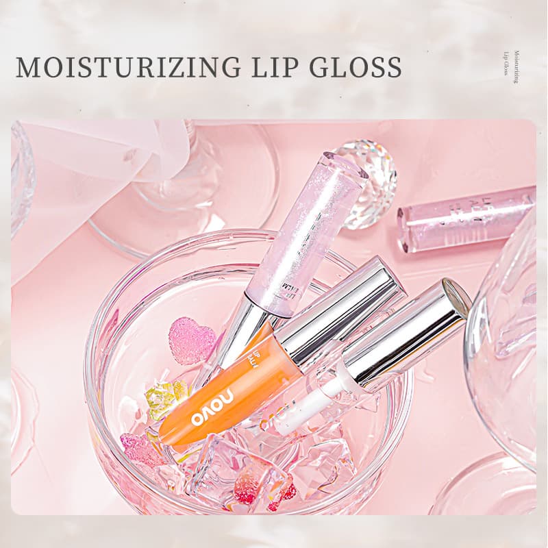 NOVO lip oil glass lip glaze mirror water gloss lip gloss for students affordable autumn and winter transparent lip gloss with glitter 3