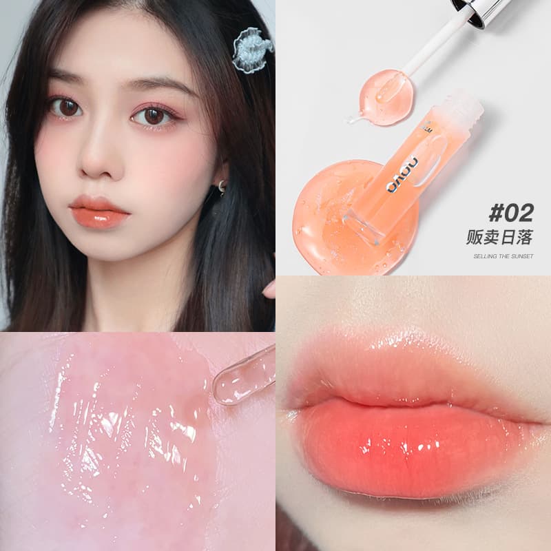 NOVO lip oil glass lip glaze mirror water gloss lip gloss for students affordable autumn and winter transparent lip gloss with glitter 9