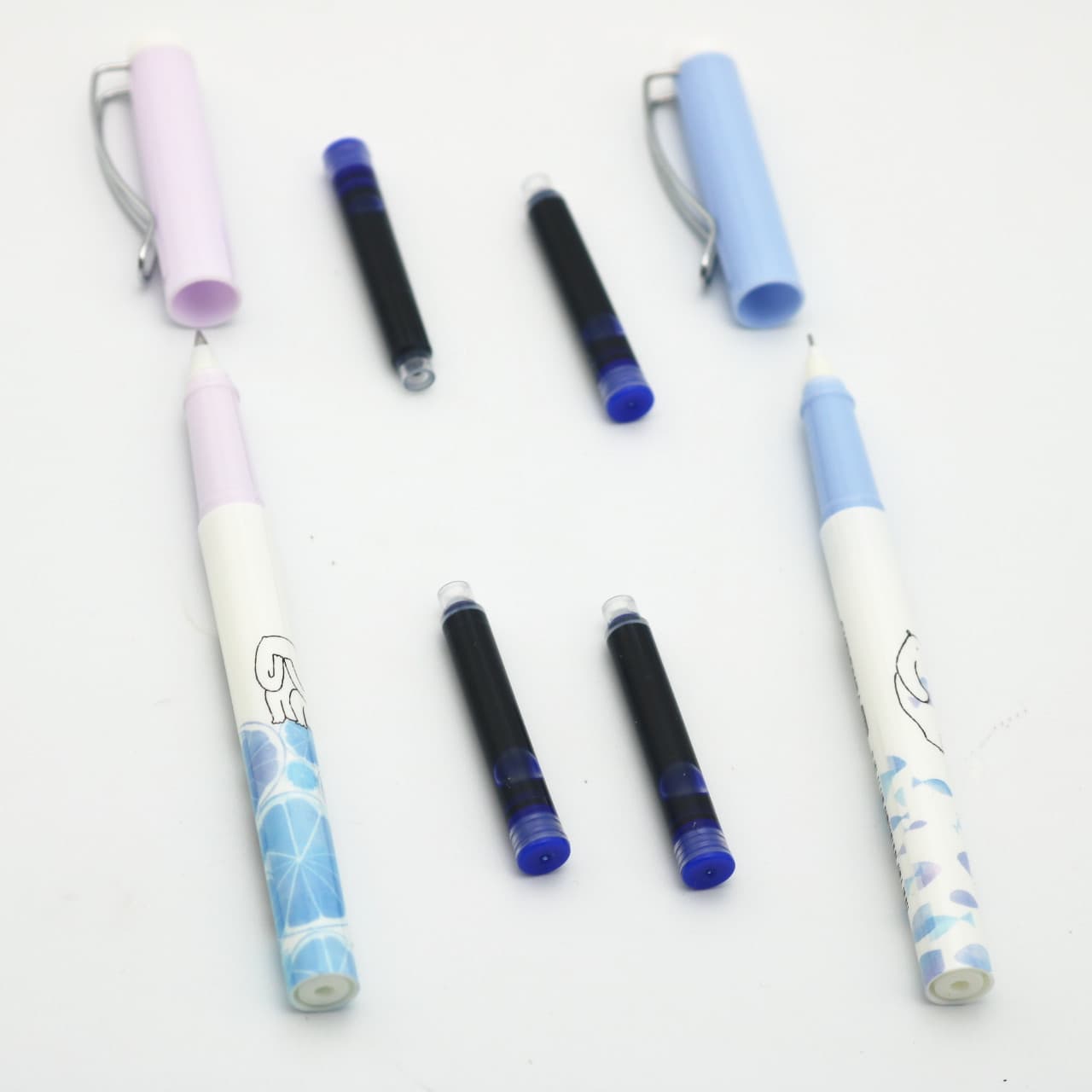 Wholesale Heiren 3850B card-mounted straight liquid bag-changing ball-ball pen with ink bag for students to practice calligraphy pen set 3