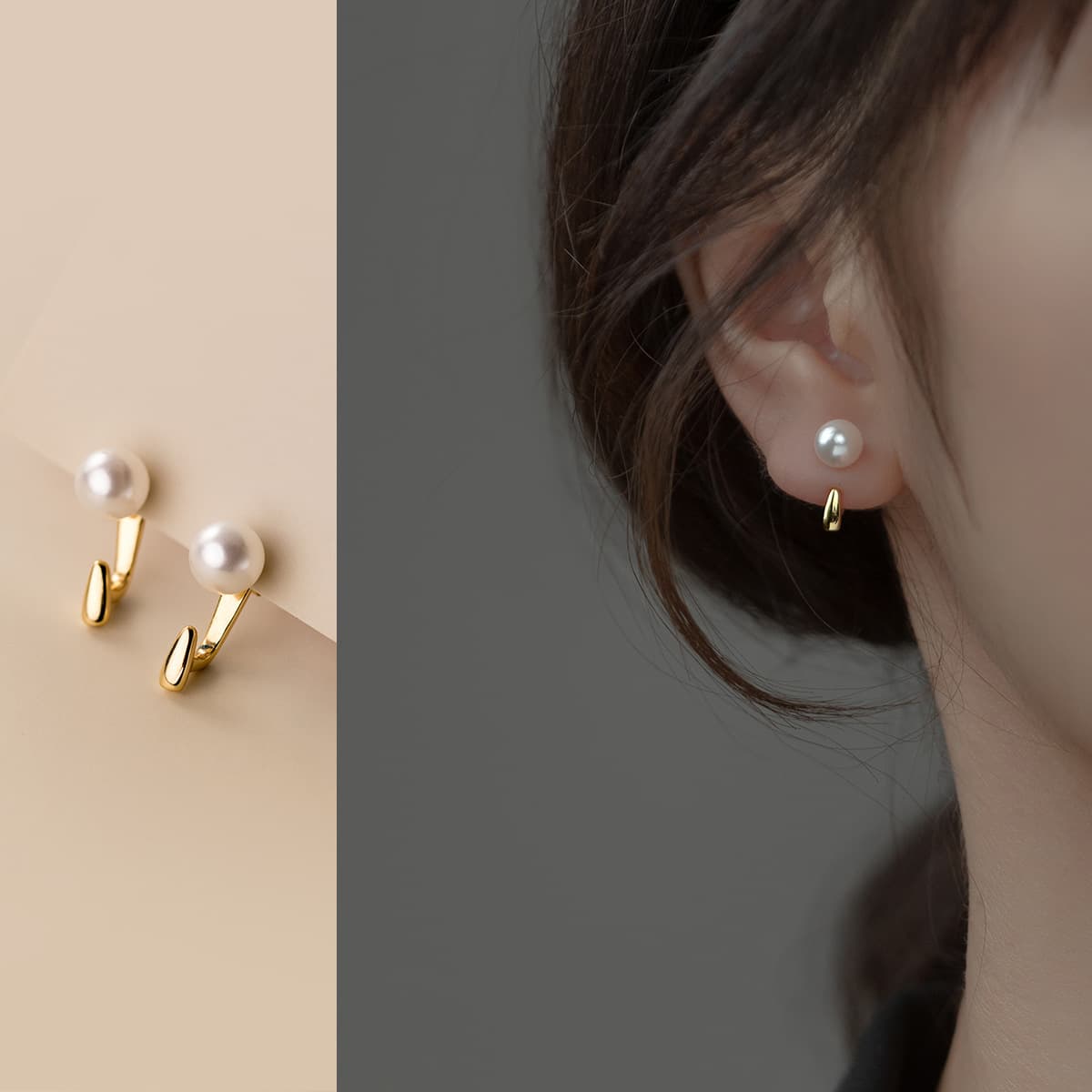 Nalan s925 silver small temperament pearlescent earrings fashionable elegant trendy ear jewelry M01343 1