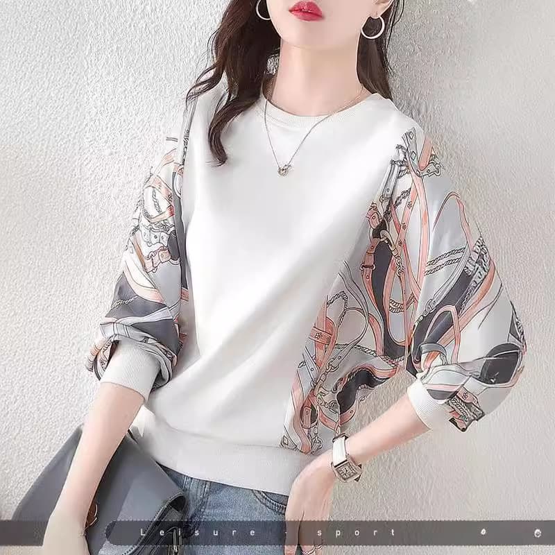 Spot 2026 new sweatshirt for women spring and autumn fashion large size loose top jacket round neck splicing temperament mom 1