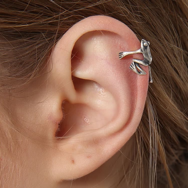 Dark Night 925 sterling silver European and American new non-perforated frog ear clip alternative personalized ear expansion jewelry wholesale 1
