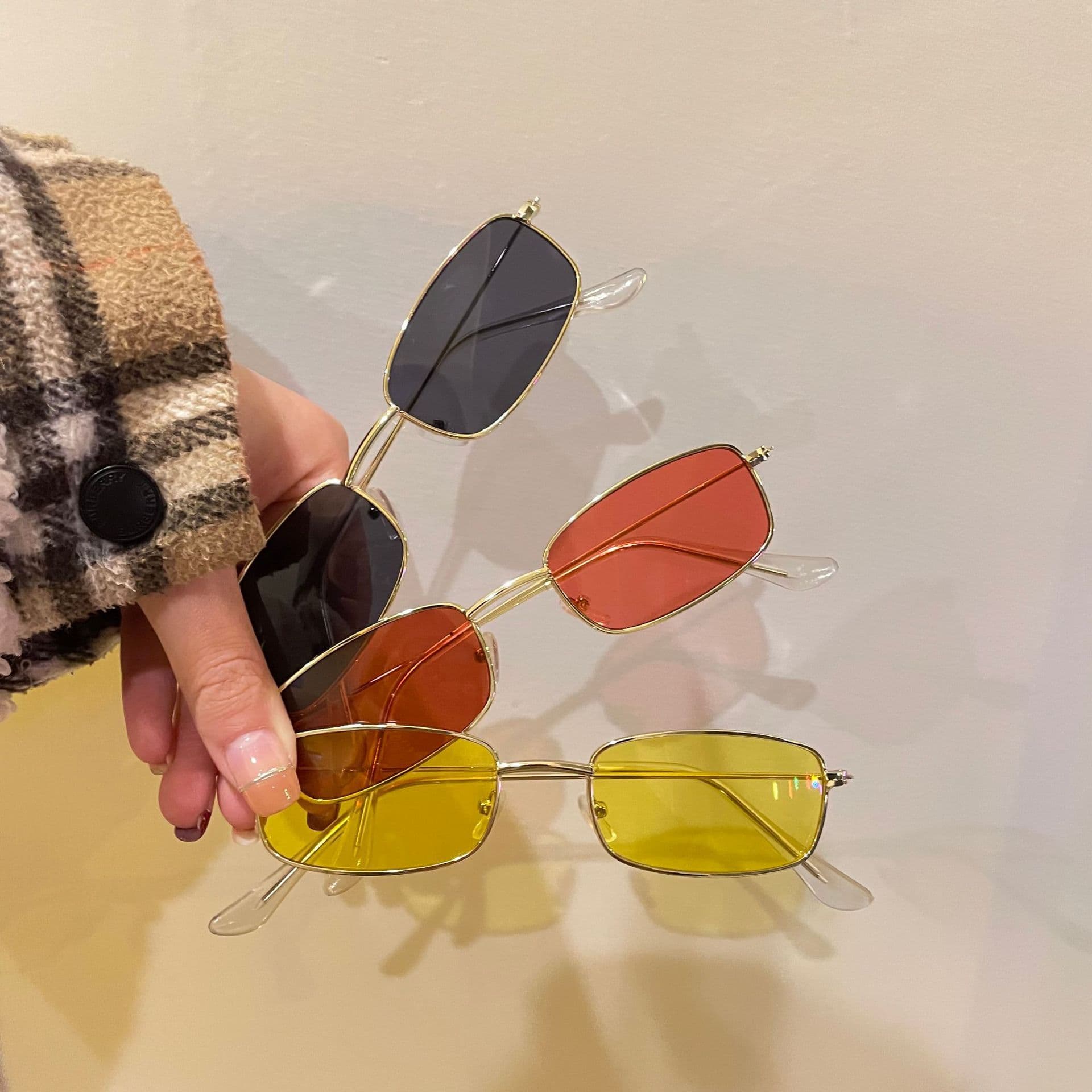 Metal small square frame sunglasses Korean style retro sunglasses men and women fashion trend sunglasses internet celebrity retro square glasses 5