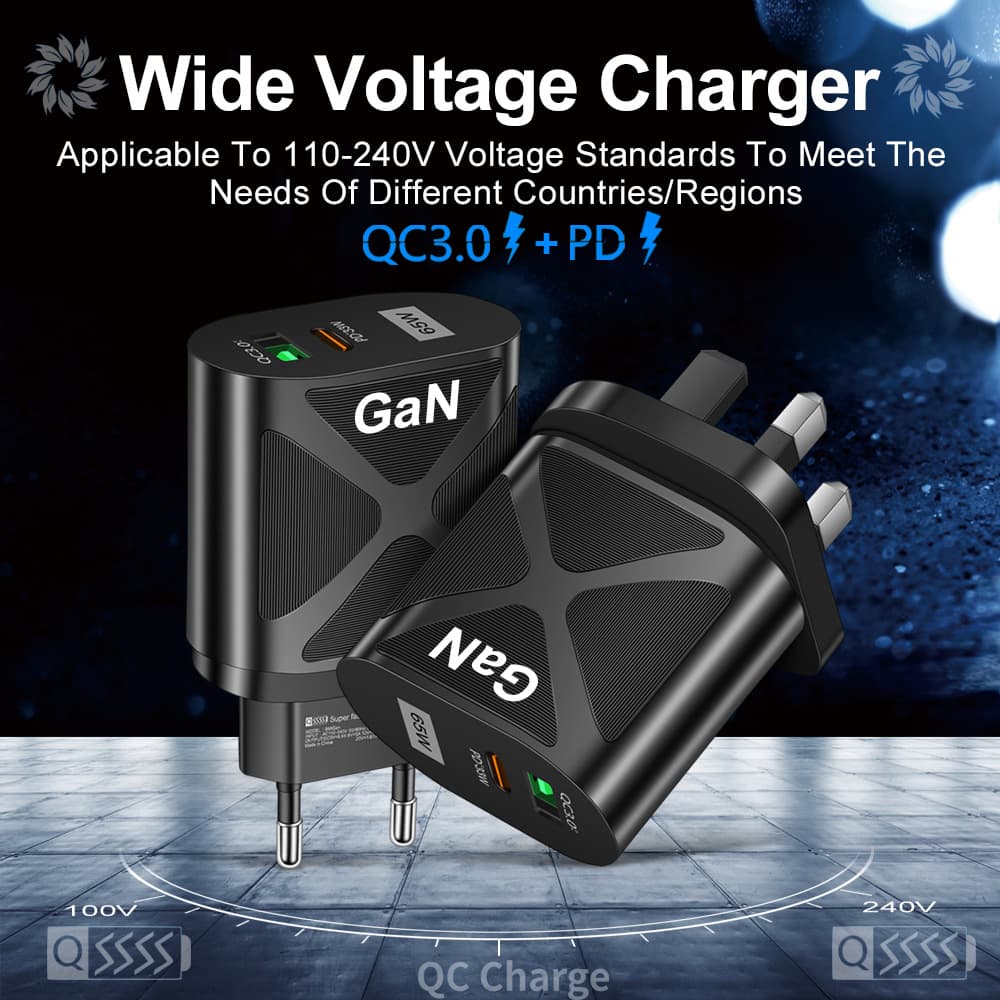CE UKCA 65W gallium nitride charger GaN charging source fast charging mobile phone charging head laptop universal 3