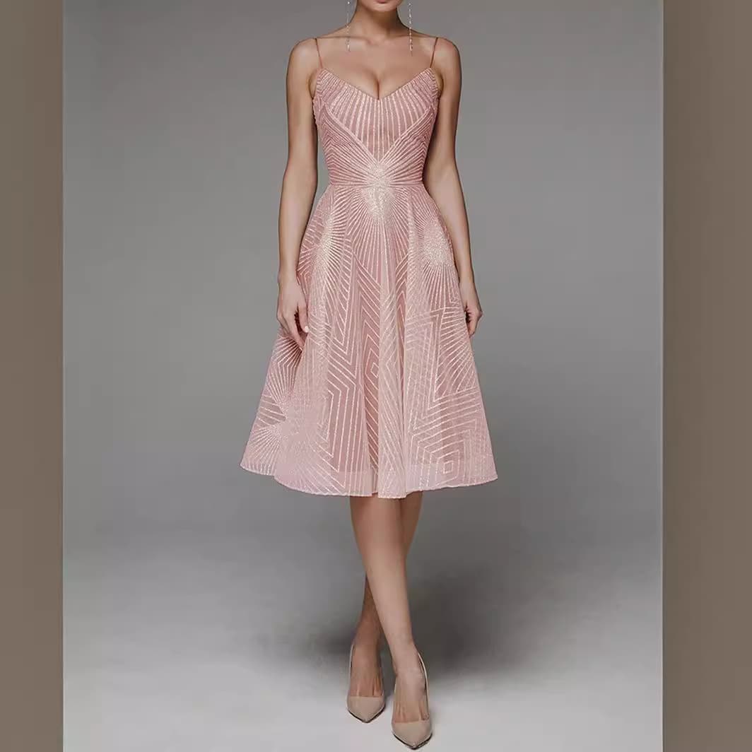2021 spring and summer new foreign trade women's long skirt independent station European and American sexy suspender embroidered sleeveless dress 5