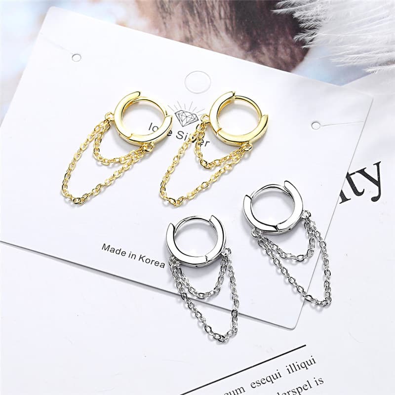 Amazon's best selling ear buckle women's Korean style fresh and elegant girly heart simple double-layer chain ear jewelry 4
