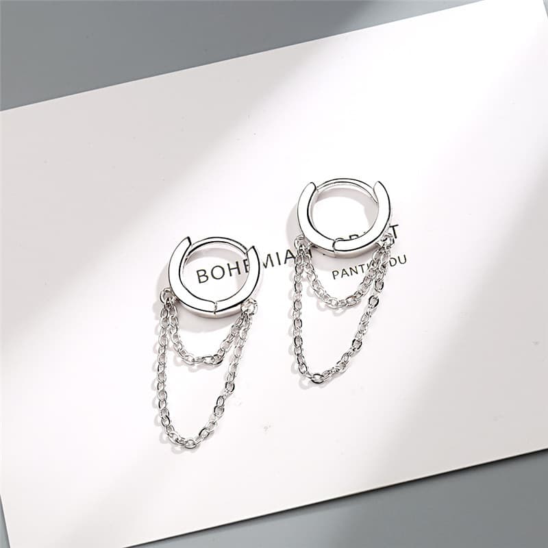 Amazon's best selling ear buckle women's Korean style fresh and elegant girly heart simple double-layer chain ear jewelry 5