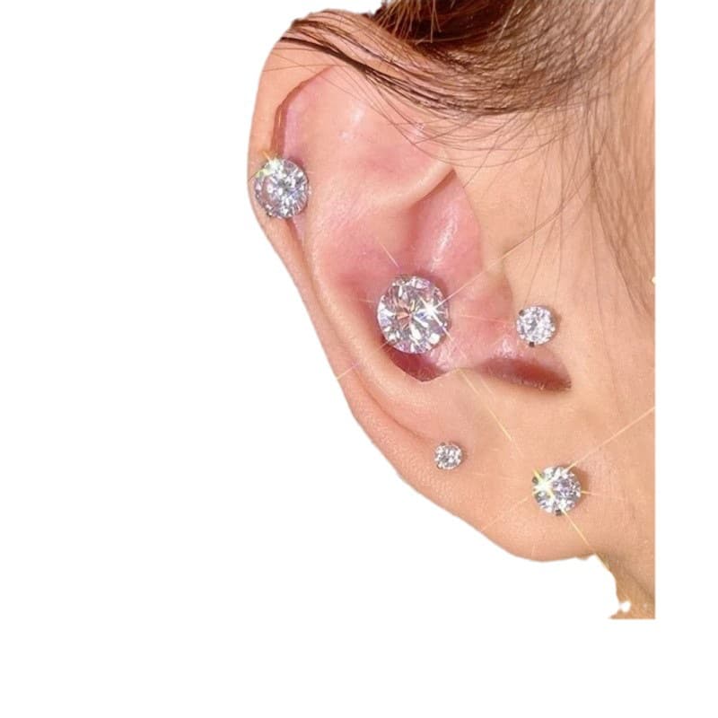 Temperament ear clip without piercing for women, flash diamond zircon ear bone nail, magnet ear socket ear nail, simple ear bone clip ear nail for men 6