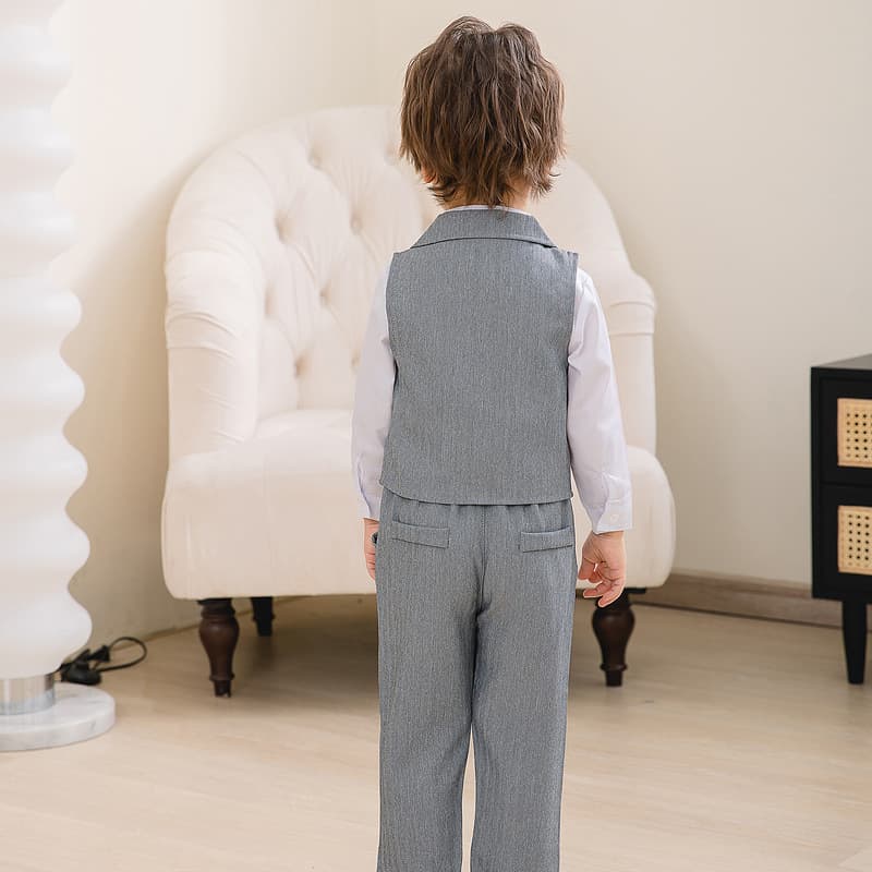 Boy's banquet dress small suit spring and autumn British fashion boy's wedding gentleman's party performance suit 4