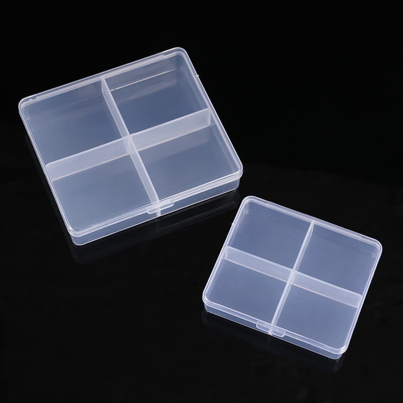 Fixed 4-grid plastic transparent plastic box ring storage box with lid fishing gear manicure box jewelry accessories packaging box 3