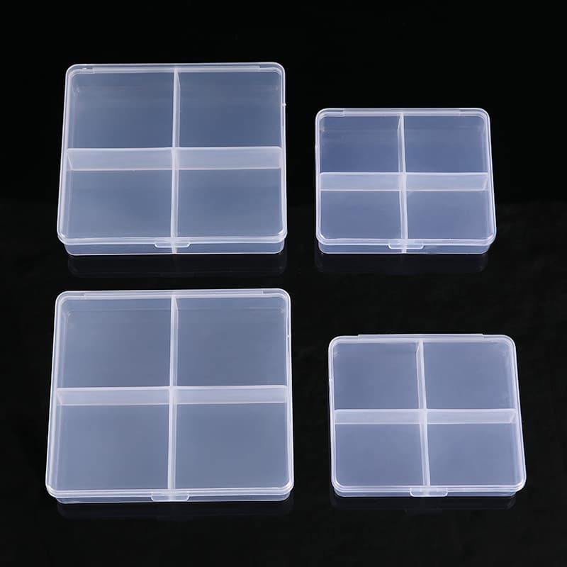 Fixed 4-grid plastic transparent plastic box ring storage box with lid fishing gear manicure box jewelry accessories packaging box 5
