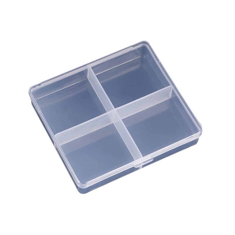 Fixed 4-grid plastic transparent plastic box ring storage box with lid fishing gear manicure box jewelry accessories packaging box 6