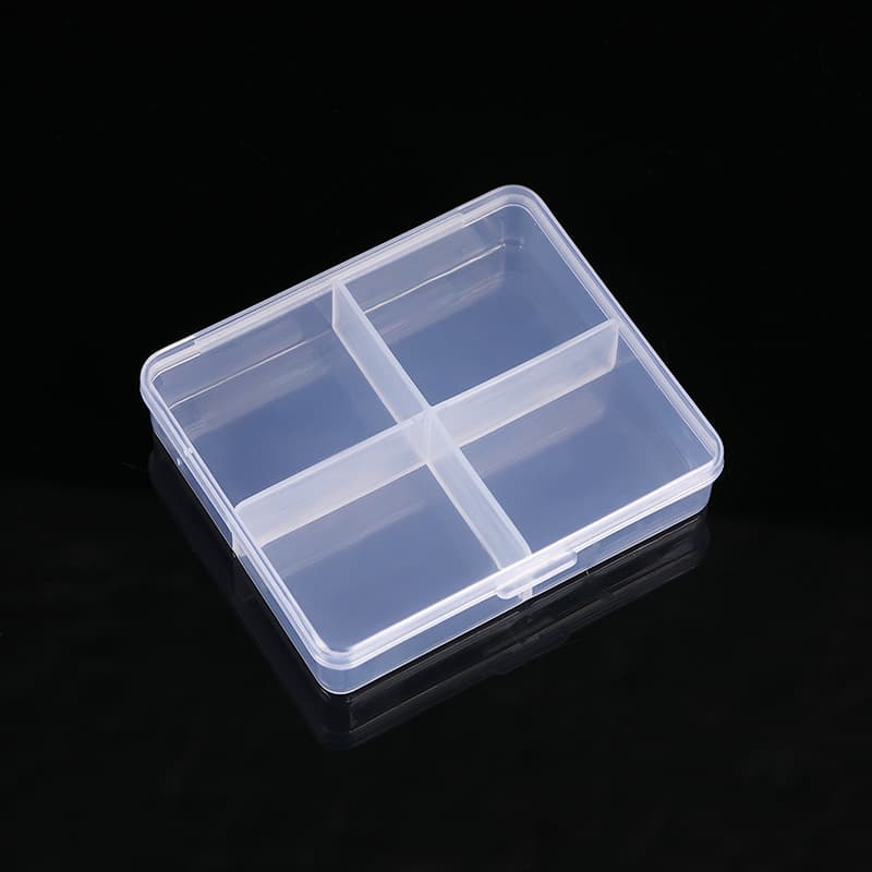 Fixed 4-grid plastic transparent plastic box ring storage box with lid fishing gear manicure box jewelry accessories packaging box 1