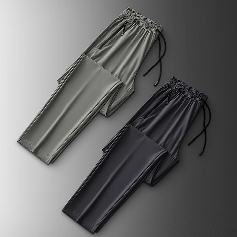 Stretch sweatpants men's summer thin large size ice silk pants straight quick-drying casual breathable quick-drying trousers for men 4